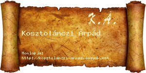 Kosztolánczi Árpád névjegykártya